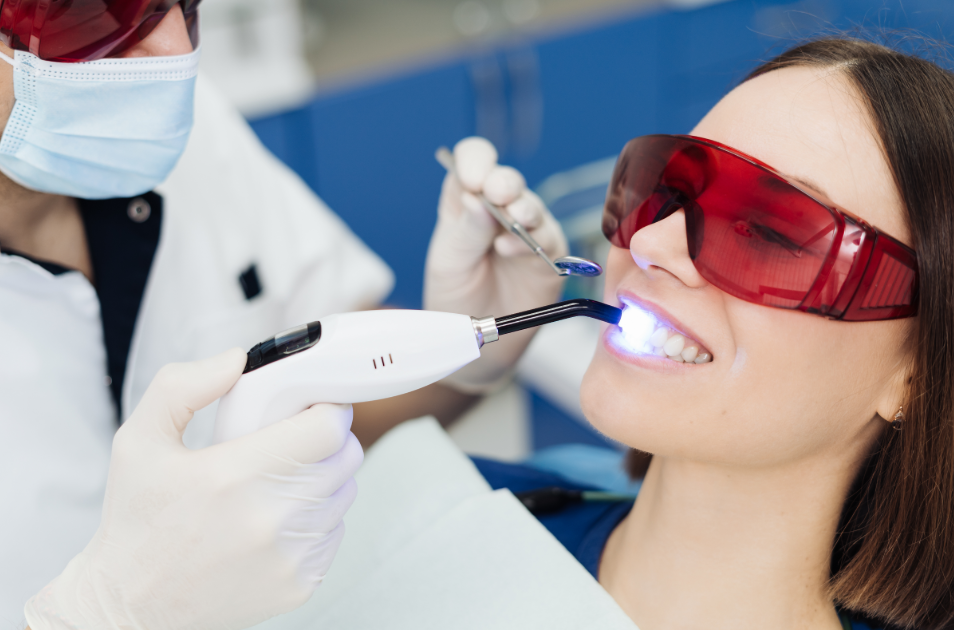 Patient receiving whitening treatment